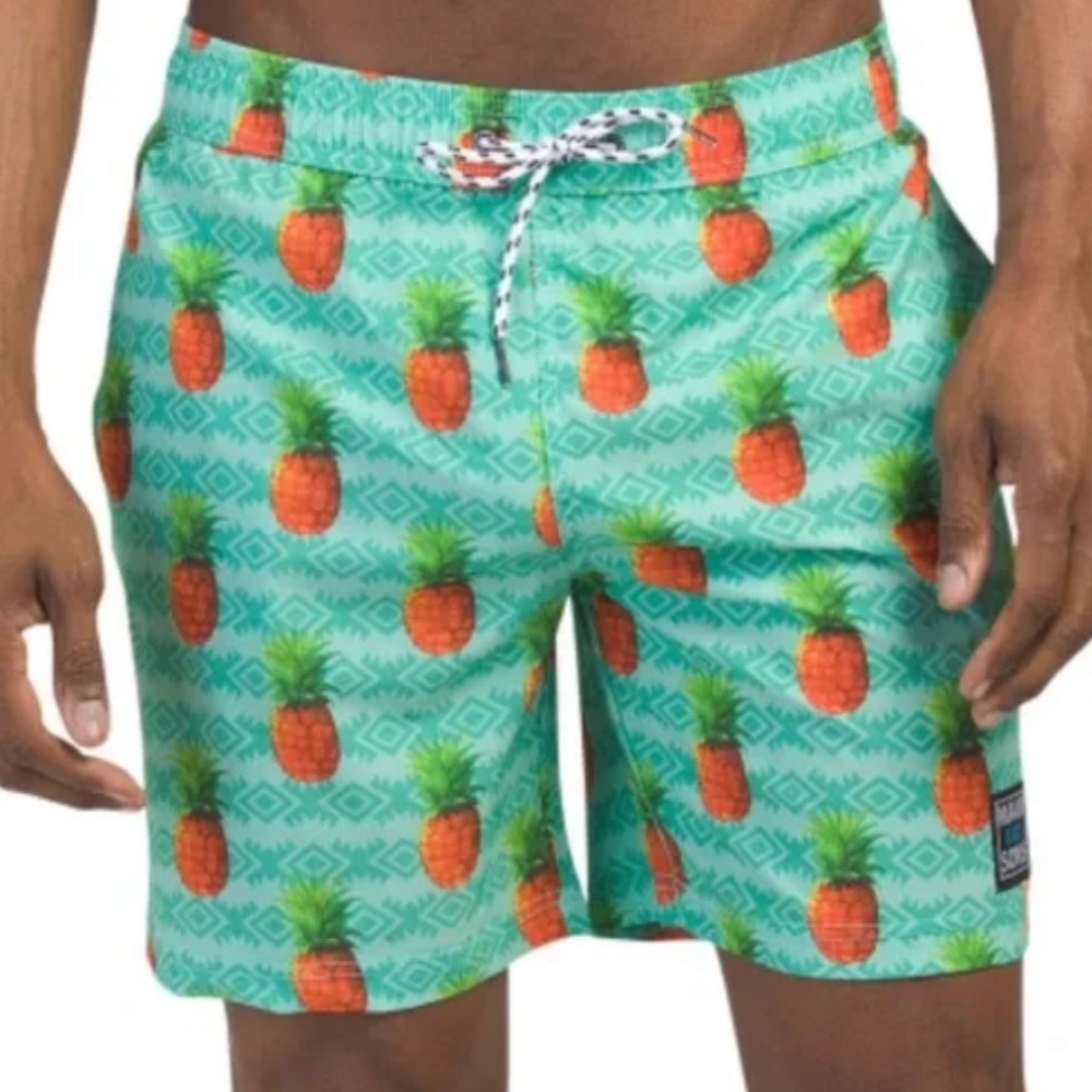 Maui and Sons pineapple swim trunks M